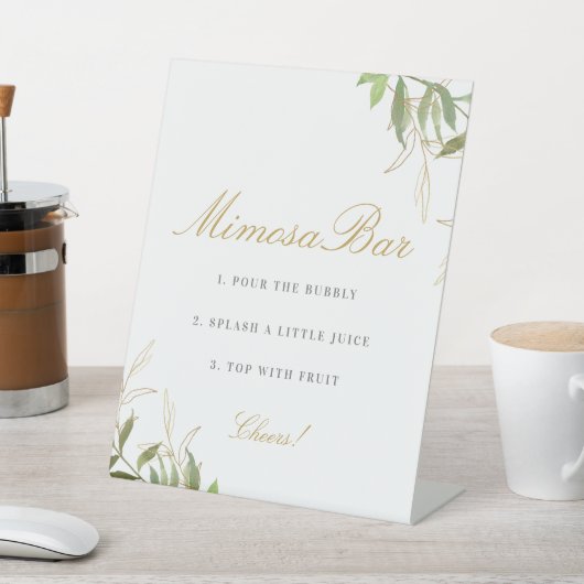 Signe De Table Bar Mimosa verdure et or (In SItu)