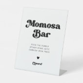 Signe De Table Bar Momosa noir & blanc rétro élégant (Recto)