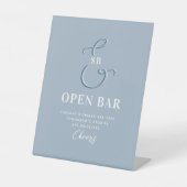 Signe De Table Bar ouvert Dusty Blue Mariage (Recto)