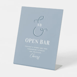 Signe De Table Bar ouvert Dusty Blue Mariage