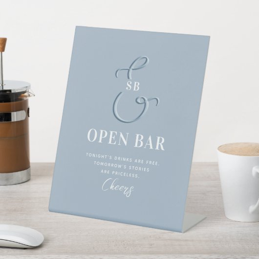 Signe De Table Bar ouvert Dusty Blue Mariage (In SItu)