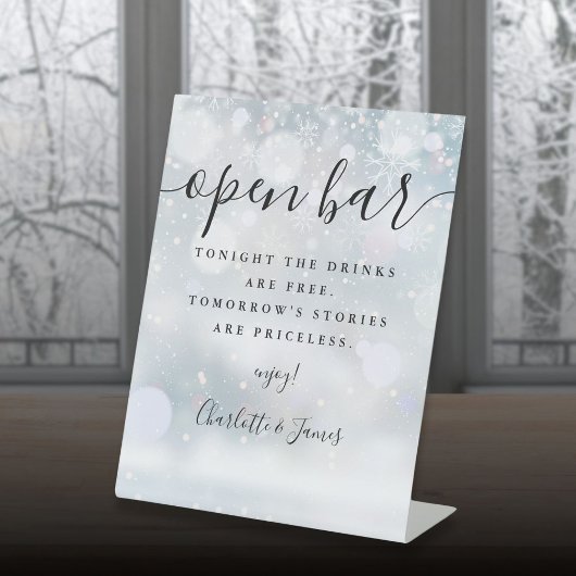 Signe De Table Bar ouvert Hiver Noir Signature Script