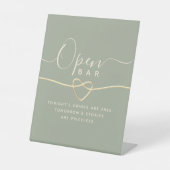 Signe De Table Bar Ouvert Mariage Vert Sauge (Recto)