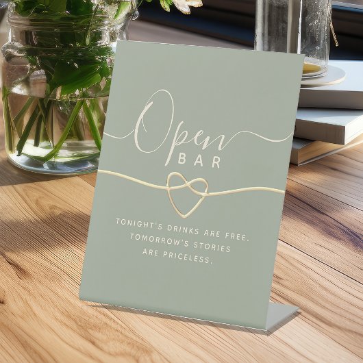 Signe De Table Bar Ouvert Mariage Vert Sauge