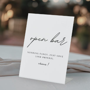 Signe De Table Bar ouvert pour mariage minimaliste