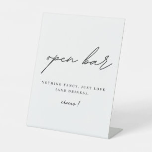 Signe De Table Bar ouvert pour mariage minimaliste