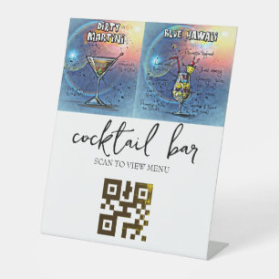 Signe De Table Barre à cocktails du menu numérique QR Code