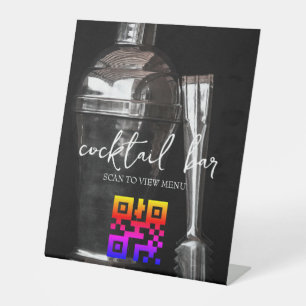 Signe De Table Barre à cocktails du menu numérique QR Code