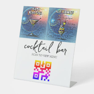 Signe De Table Barre à cocktails du menu numérique QR Code