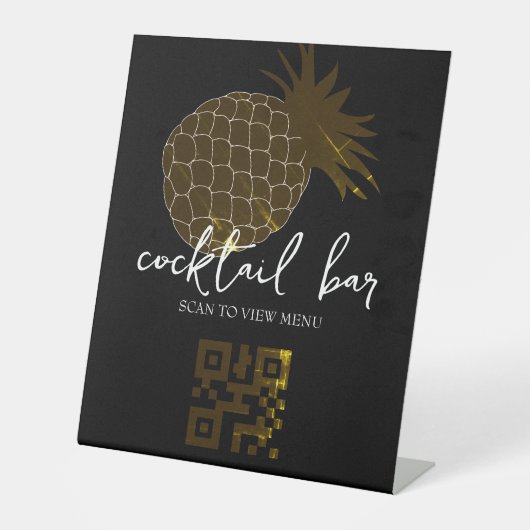 Signe De Table Barre à cocktails du menu numérique QR Code (Recto)