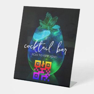 Signe De Table Barre à cocktails du menu numérique QR Code