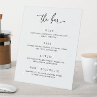 Barre de boisson mariage Menu Réception Piédestal 