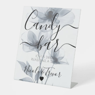Signe De Table Barre de bonbons de calligraphie de fleurs translu