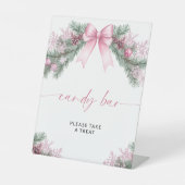 Signe De Table Barre de chocolat de Noël avec ruban rose (Recto)