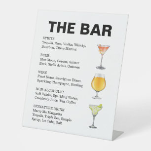 Signe De Table Barre de Cocktails Menu Signal Pedestal