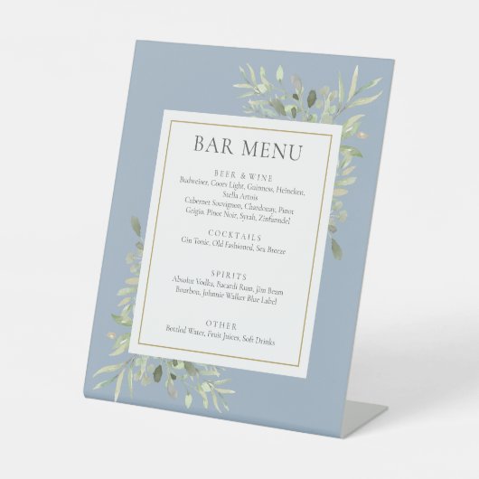 Signe De Table Barre de feuillage bleu-duvet - Vert (Recto)