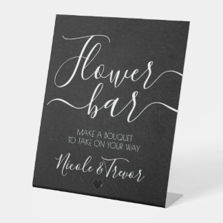 Signe De Table Barre de fleurs de calligraphie à texture noire av