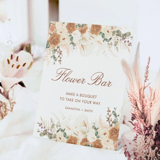 Signe De Table Barre de fleurs en terre cuite rustique