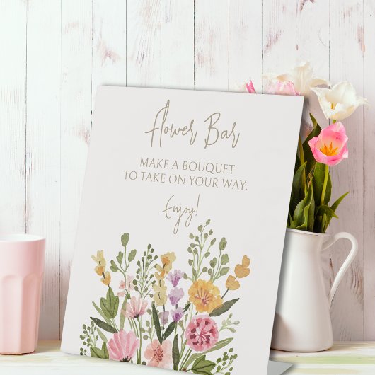 Signe De Table Barre de fleurs Fleur sauvage aquarelle