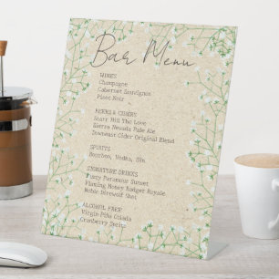 Signe De Table Barre de Mariage rustique - Fleurs du souffle du b
