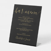 Signe De Table Barre de Mariage Script Signature Noir Et Or (Recto)