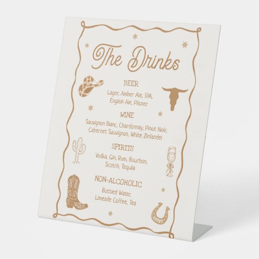 Signe De Table Barre de menu des boissons de mariage occidental (Recto)