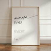 Signe De Table Barre de Mimosa minimaliste noir et blanc Script