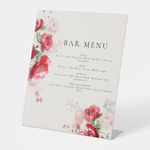 Signe De Table Barre de Roses en papier rouge et rose
