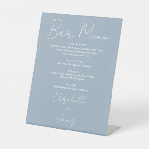 Signe De Table Barre de script minimaliste bleu poussiéreux