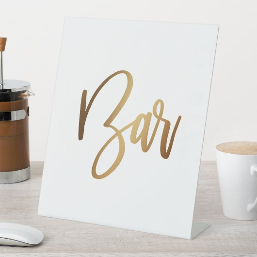 Signe De Table Barre d'écriture manuscrite simple or (In SItu)