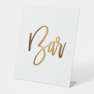 Signe De Table Barre d'écriture manuscrite simple or
