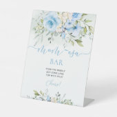 Signe De Table Barre florale bleu eucalyptus momosa (Recto)