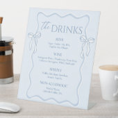 Signe De Table Barre Mariage Bleu Bow Menu Boisson (In SItu)