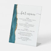Signe De Table Barre mariage Menu Turquoise Bleu Or Agate (Recto)