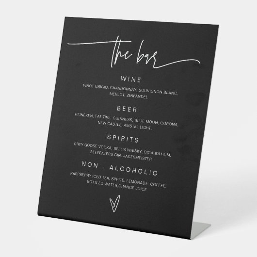 Signe De Table Barre Noire Menu Mariage Boire Signal Réception Dé (Recto)