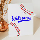 Signe De Table Baseball Sports Red Blue Party Welcome Table<br><div class="desc">C'est une Affiche de bienvenue de Baseball Sports Red Blue Party !</div>