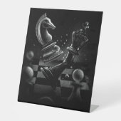 Signe De Table Bataille aux échecs dramatique - Chevalier contre (Recto)