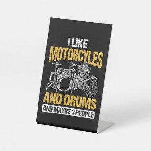 Signe De Table Batteur Tambourinant J'aime Les Motocyclettes Et L