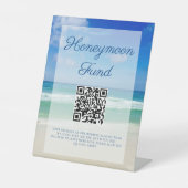Signe De Table Beach Wedding Ocean Waves Photo Honeymoon Fund (Recto)