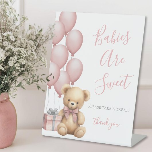 Signe De Table Bear Baby Shower Pink Sweets