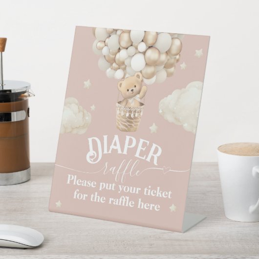 Signe De Table Bear Balloon Bébé Fille Douche tombole de couche (In SItu)