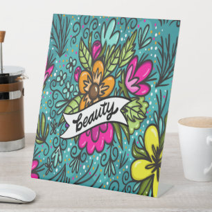 Signe De Table Beauté de l'oreiller avec fleurs