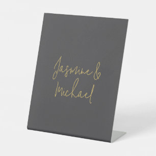 Signe De Table Beaux Noms De Couple De Calligraphie Chic Gris Et 