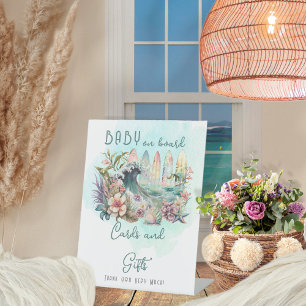 Signe De Table Bébé à bord Cartes et cadeaux de surf tropical