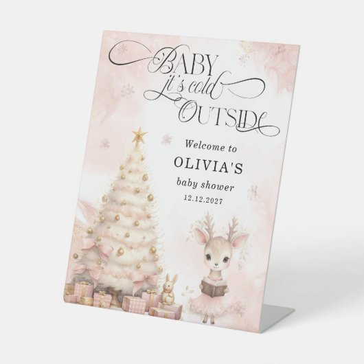 Signe De Table Bébé c'est froid dehors Baby shower de cerfs Bienv (Recto)
