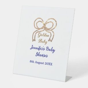 Signe De Table Bébé d'or arc bleu royal baby shower