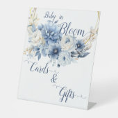 Signe De Table Bébé En Fleur Bleue Élégante Cartes & Cadeaux (Recto)