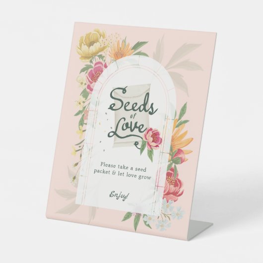 Signe De Table Bébé en Fleur Été Jardin Floral Graines d'amour (Recto)