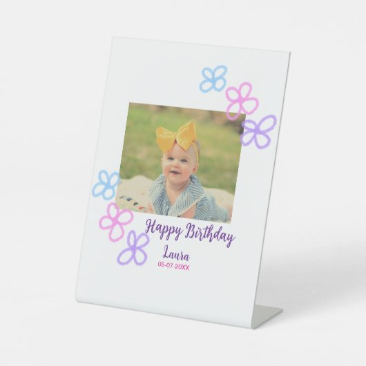 Signe De Table Bébé enfants 1er anniversaire ajouter le nom date (Recto)