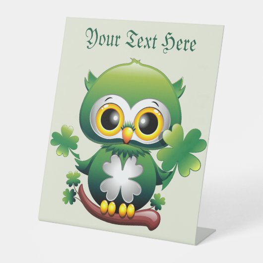 Signe De Table Bébé Hibou Mignon St Patrick Dessin Animé (Recto)